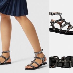 COACH Haddie Gladiator Sandal Size 10 Black Gun Metal Color